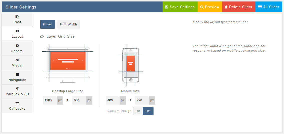 Layout Settings