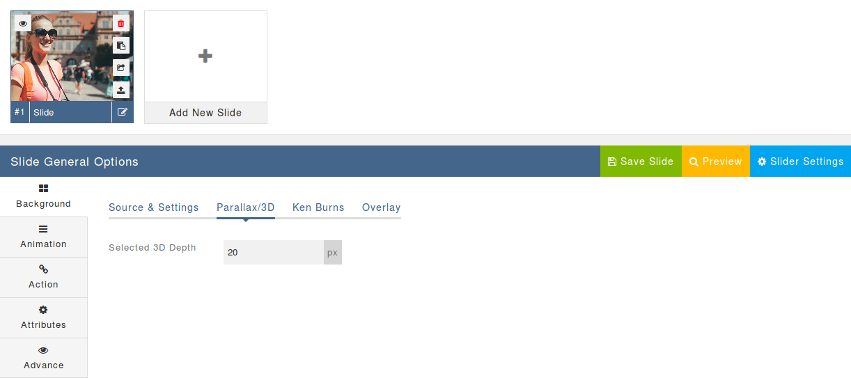 Slide Parallax/3D Settings