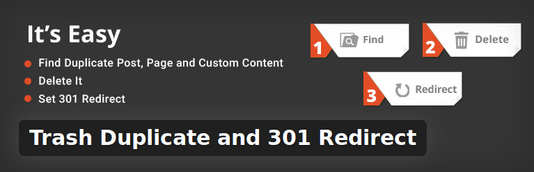 Trash duplicate and 301 Redirect