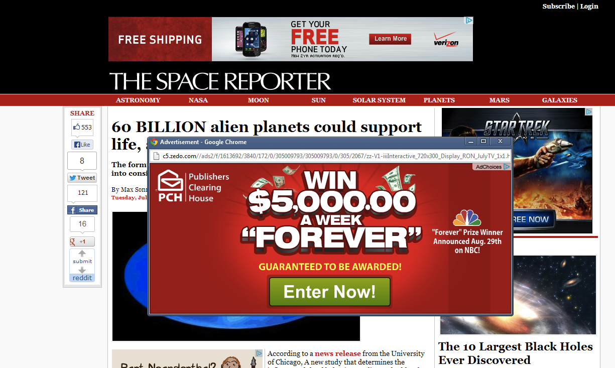 too many ads popups